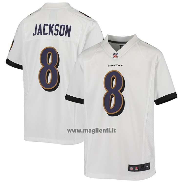 Maglia NFL Game Bambino Baltimore Ravens Lamar Jackson Bianco